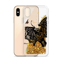 Load image into Gallery viewer, Kitty Kat Bat, Liquid Glitter Phone Case, Original Art by Melodia, Inktober, Black Cat, Halloween, Cat Lover Drawing, iPhone Case
