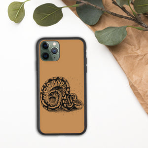 Snake Drawing Biodegradable phone case, iPhone Case with Original Art by Melodia Sublimation Peinted, Animal, Snake, Earthy, Boho Eco Case