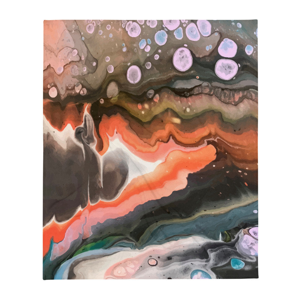 Geode Painting Throw Blanket, Original Art by Melodia Printed on Decorative Cozy Blanket, Oil and Acrylic Painting, Fine Art Blanket