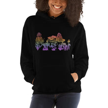 Load image into Gallery viewer, Mushrooms Unisex Hoodie, Sizes S- 5XL, Plus Sizing Available, Rainbow Ombre Style, Sublimation Print, Original Art by Melodia, Botanical
