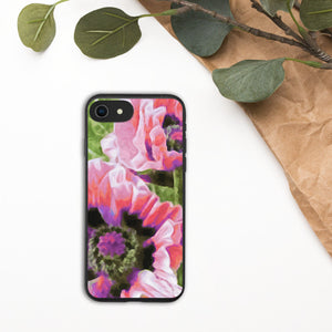 Pink Poppies Biodegradable iPhone Case, Original Oil Painting by Melodia Printed on Eco-Friendly Case, Floral, Flower, Boho, Artsy