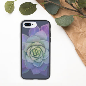 Echeveria Succulent Biodegradable iPhone Case, Original Art by Melodia Printed on Eco-Friendly Phone 11, X, 8, 7, SE Case