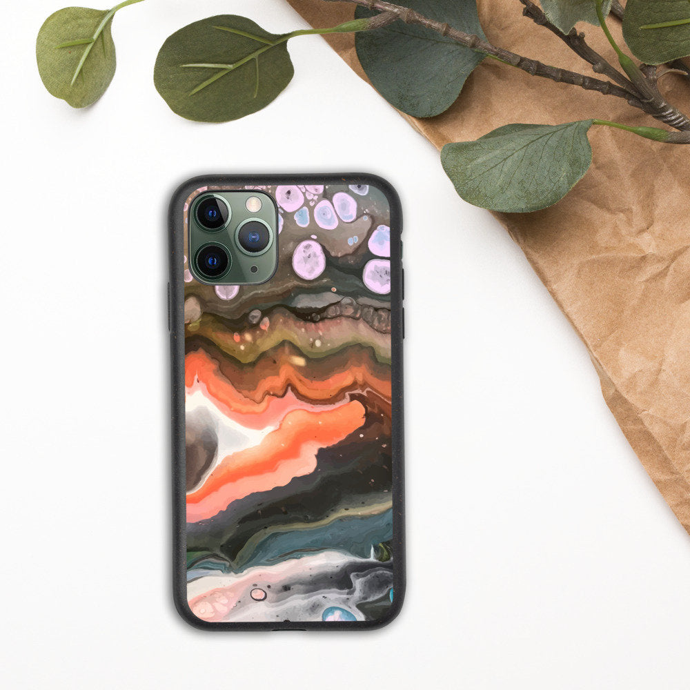 Geode Painting Biodegradable iPhone Case, Original Art by Melodia, Geological, Boho, Modern Art, Fine Ar Oil Painting Case