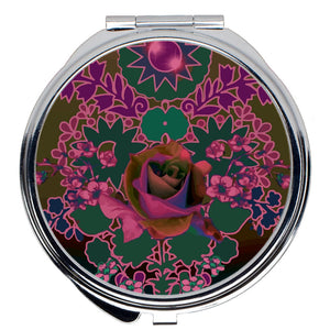 Modern Folk Art, Compact Mirror, Floral Design By Melodia, Polish, Ukrainian, Russian Style Botanical Art, Colorful, Boho, Eclectic Compact