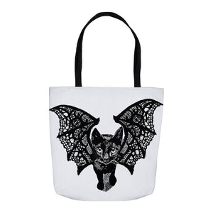Kitty-Cat Bat Tote Bag, Trick Or Treating Bag, Halloween Candy Gift Bag, Black Cat, Kitten, Bat, Cat Lover Present