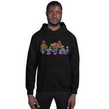 Load image into Gallery viewer, Mushrooms Unisex Hoodie, Sizes S- 5XL, Plus Sizing Available, Rainbow Ombre Style, Sublimation Print, Original Art by Melodia, Botanical
