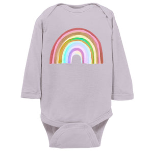 Watercolor Rainbow Baby Onesie, Long Sleeve, Fall, Winter Weather, Baby Shower Gift, Boho, Scandi, Nordic, Modern Baby Clothing