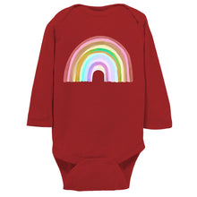 Load image into Gallery viewer, Watercolor Rainbow Baby Onesie, Long Sleeve, Fall, Winter Weather, Baby Shower Gift, Boho, Scandi, Nordic, Modern Baby Clothing
