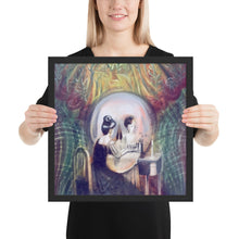 Load image into Gallery viewer, Gemini Print, Framed Poster, Zodiac Inspired, Original Art by Melodia, Astrology, Twins, Skull, Boho, Dual Image, Wall Art, Optical Illusion
