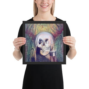 Gemini Print, Framed Poster, Zodiac Inspired, Original Art by Melodia, Astrology, Twins, Skull, Boho, Dual Image, Wall Art, Optical Illusion