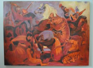 The Tiger Hunt Original Oil Painting