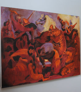 The Tiger Hunt Original Oil Painting